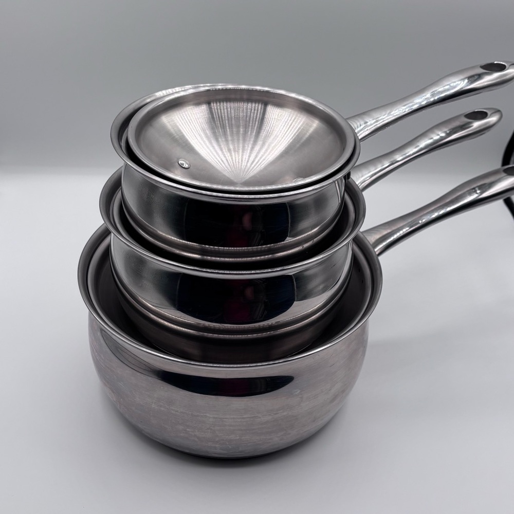 SOLD-Belgique Classique Stainless Steel Saucepan Set with Venting Lids
